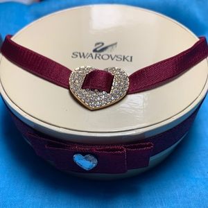 Vintage Swarovski Crystal Heart Burgundy Choker